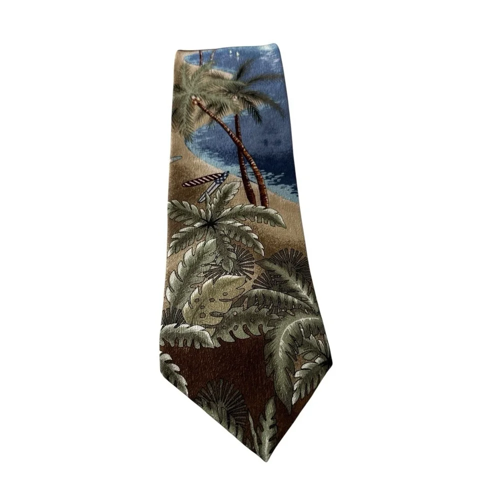 Vintage Tie Tropicals by Tango 100% Silk Palms‎ Ocean Tropical Beach Outdoor